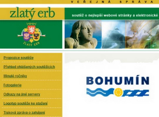 Bohumín také v letošním roce usiluje o titul Zlatý erb s www stránkami a dotazníky