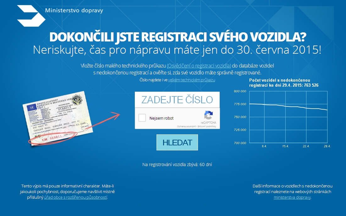 Aplikace pomáhá s ověřením registrace vozidla