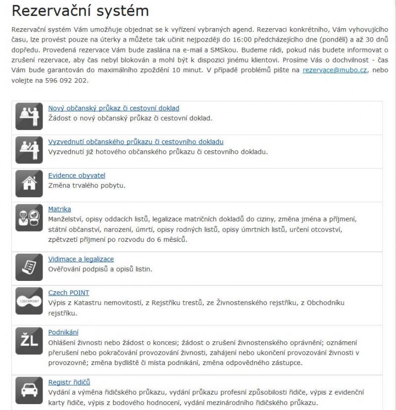 K vyřízení záležitostí na radnici se lze objednat přes internet