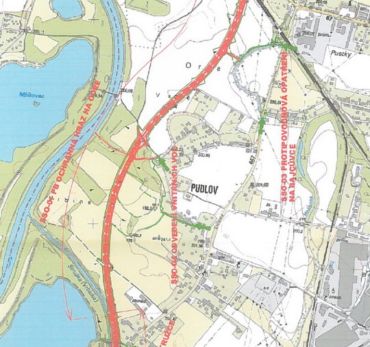 Pravobřežní ochranná hráz kolem Odry bude mít 1 830 metrů, naváže na ni pravobřežní hráz podél Orlovské Stružky