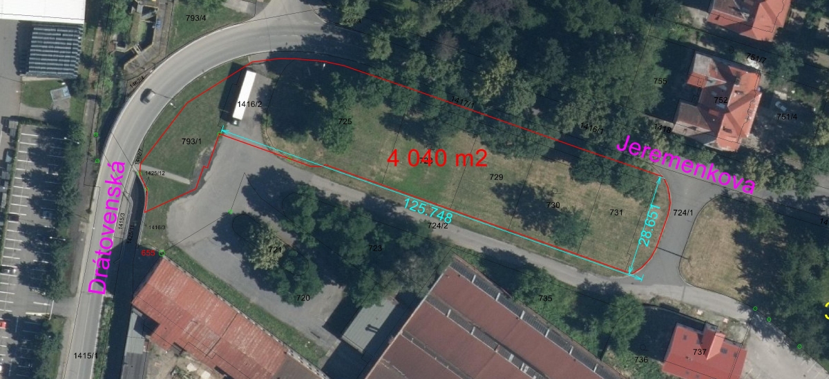 Licitační řízení na prodej souboru pozemků v Bohumíně, místní část Pudlov v blízkosti ul. Jeremenkovy a Drátovenské o celkové výměře 4 040 m2
