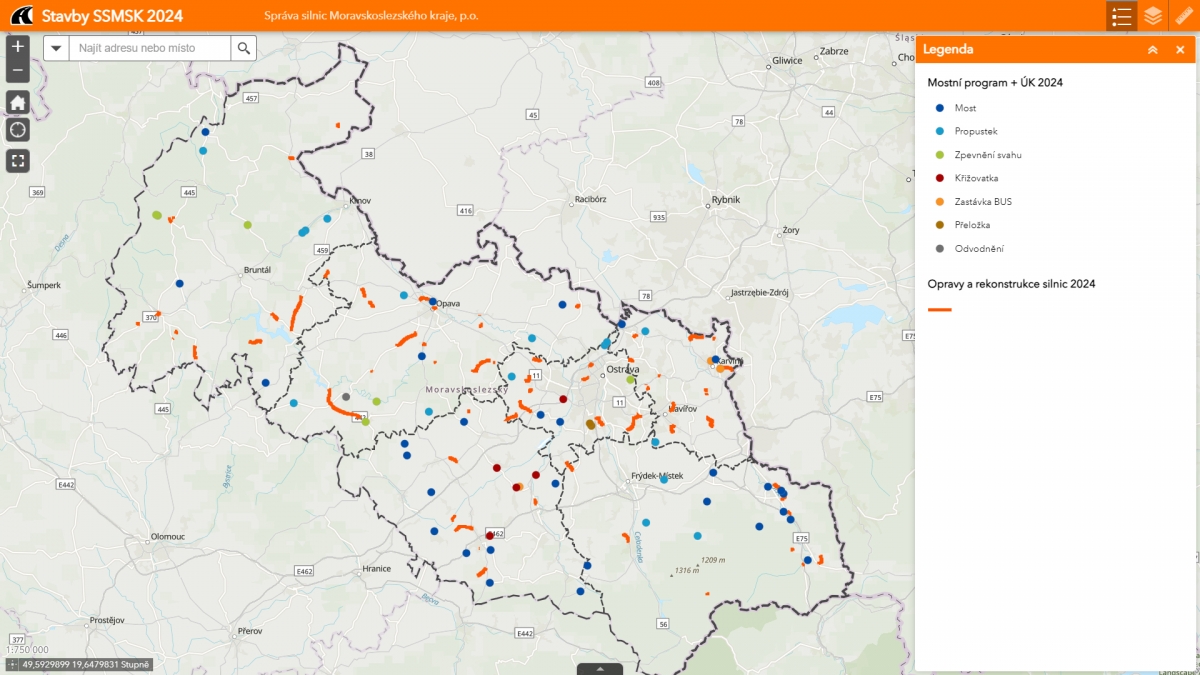 Nová aplikace ukazuje řidičům mapu silničních staveb v regionu