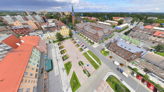 Centrum Nového Bohumína z ptačí perspektivy - Zobrazit virtuální prohlídku