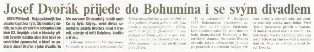 Josef Dvořák přijede do Bohumína i se svým divadlem - Zvětšit