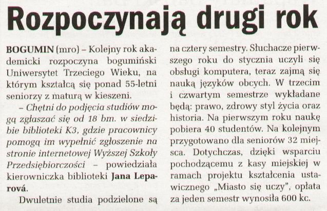 Rozpoczynają drugi rok - Zvětšit