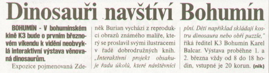 Dinosauři navštíví Bohumín - Zvětšit
