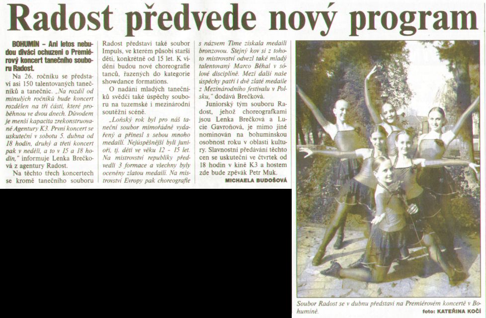 Radost předvede nový program - Zvětšit
