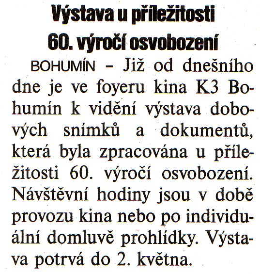 Výstava u příležitosti 60. výročí osvobození - Zvětšit