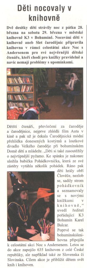 Děti nocovaly v knihovně - Zvětšit