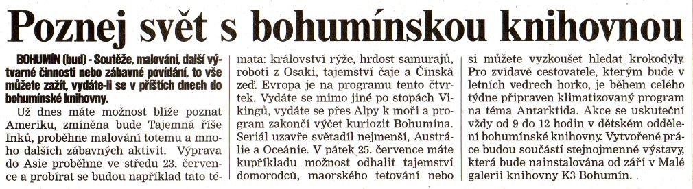 Poznej svět s bohumínskou knihovnou - Zvětšit
