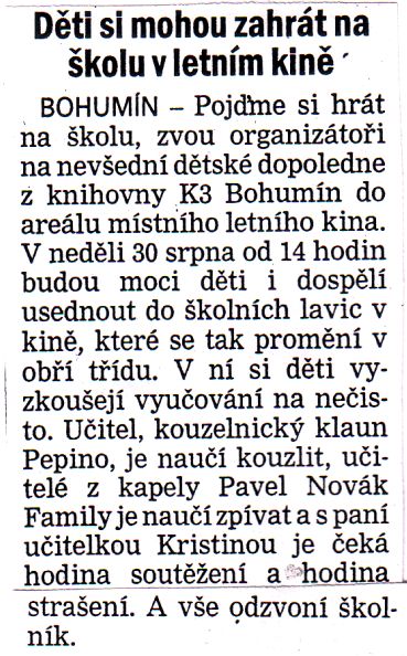 Děti si mohou zahrát na školu v letním kině - Zvětšit