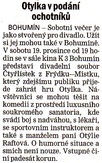 Otylka v podání ochotníků - Zvětšit