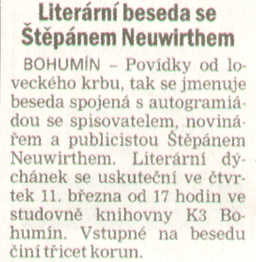 Literární beseda se Štěpánem Neuwirthem - Zvětšit